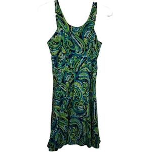 Meg Elegant Green Paisley Mini Dress